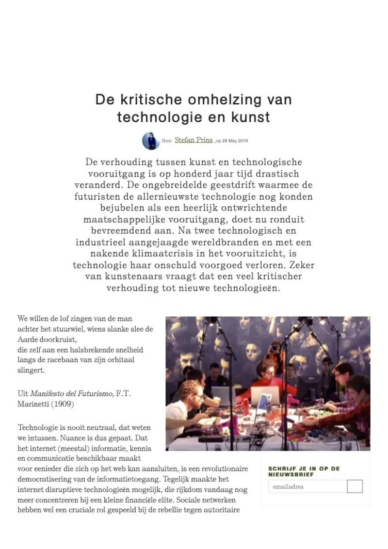 De kritische omhelzing van technologie en kunst